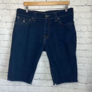 True Religion Mens Ricky Relaxed Straight Frayed Hem Jean Shorts size 36